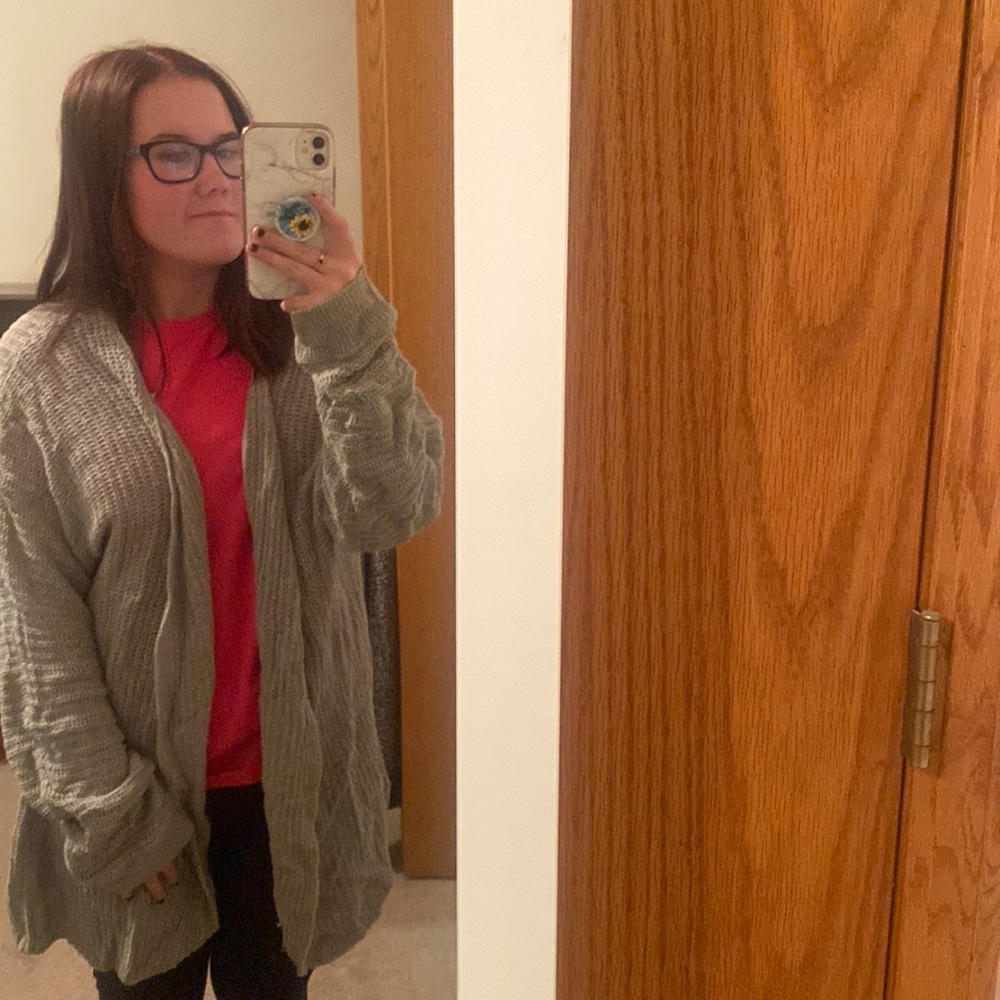 Open front batwing sleeve cardigan
